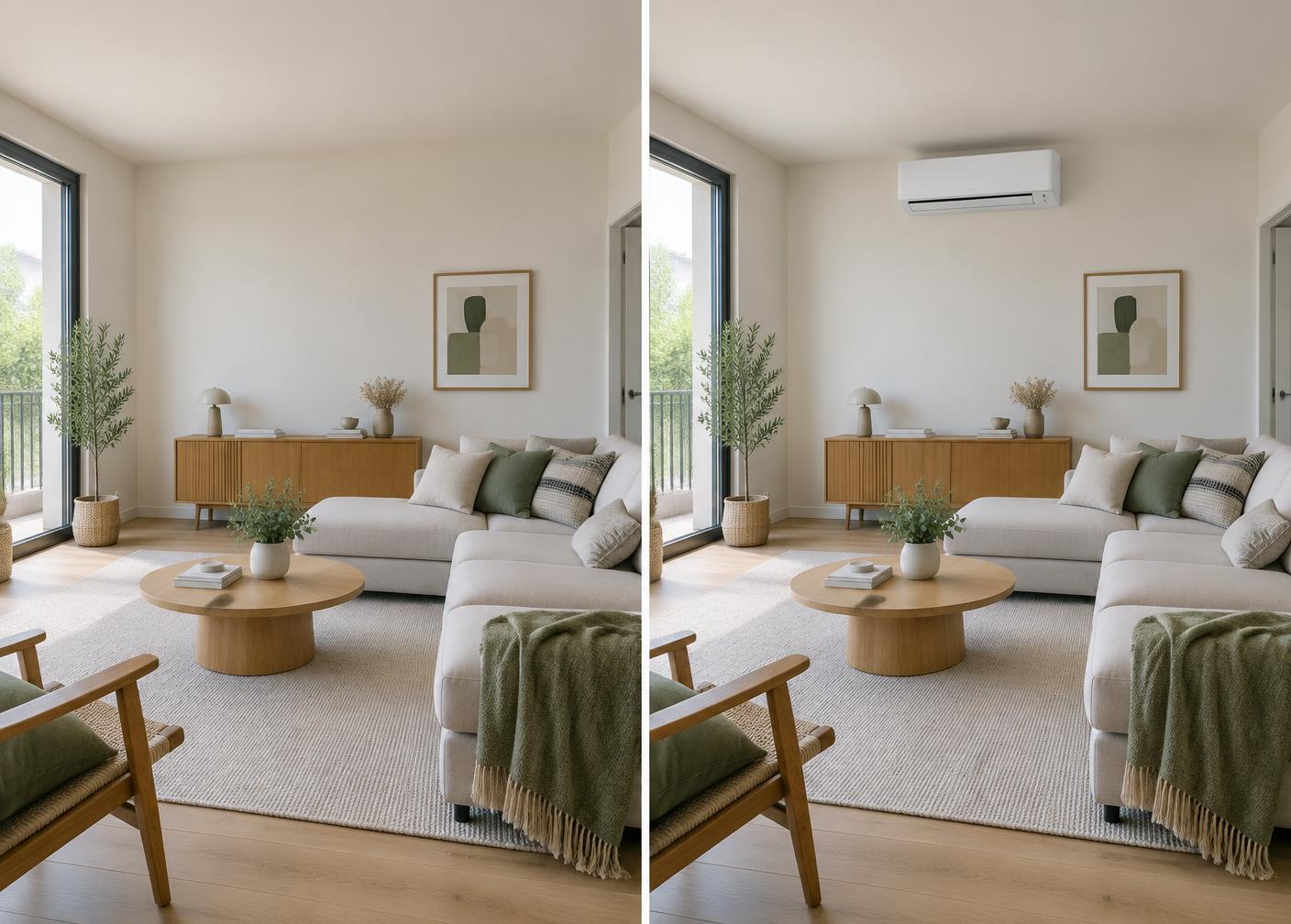 Avant / après d'un chantier Climatisation réversible réalisé par Eco Renov 67 en Alsace